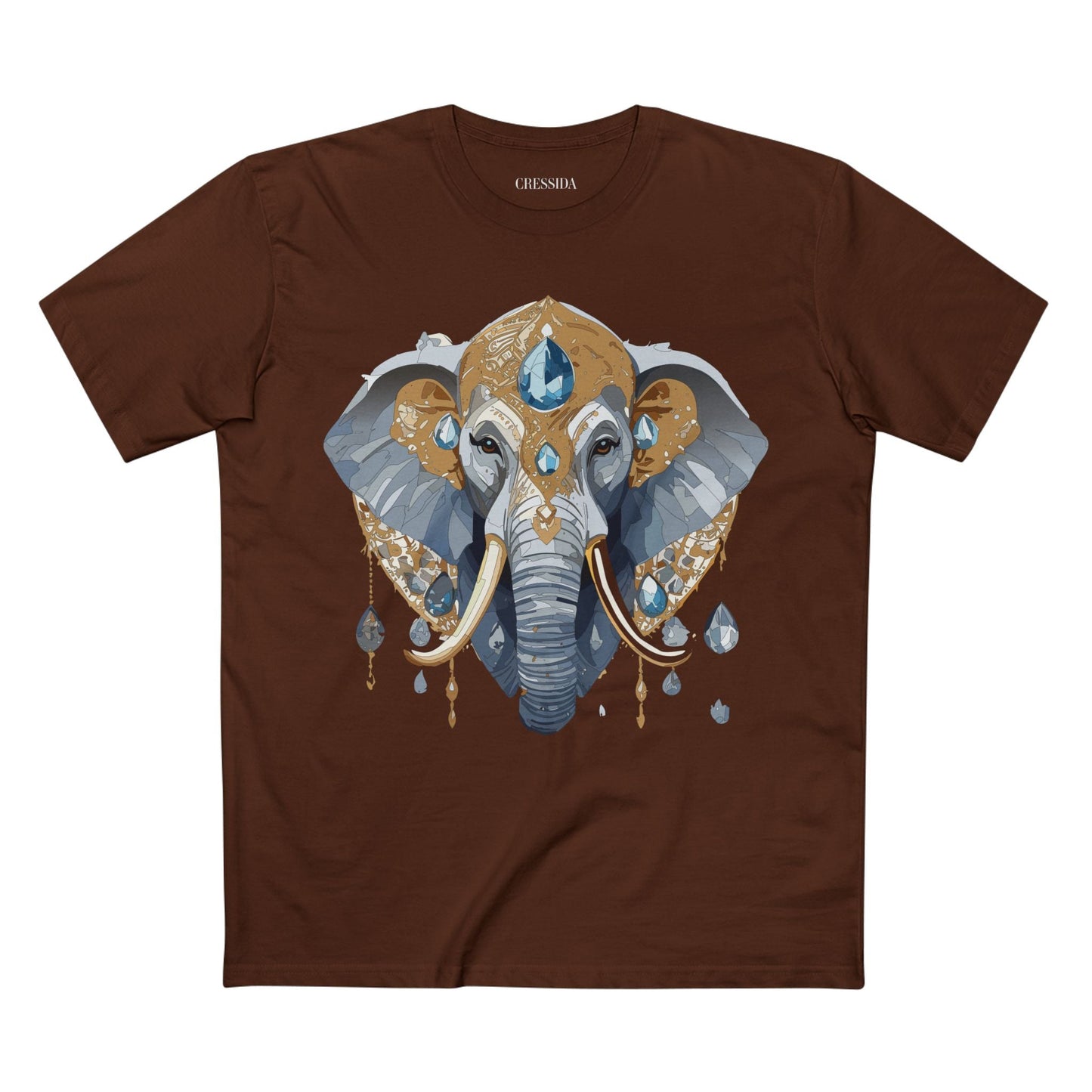 Elephant Graphic Unisex 100 Cotton Tee With Unique Animal Golden Medallion Art Design 36