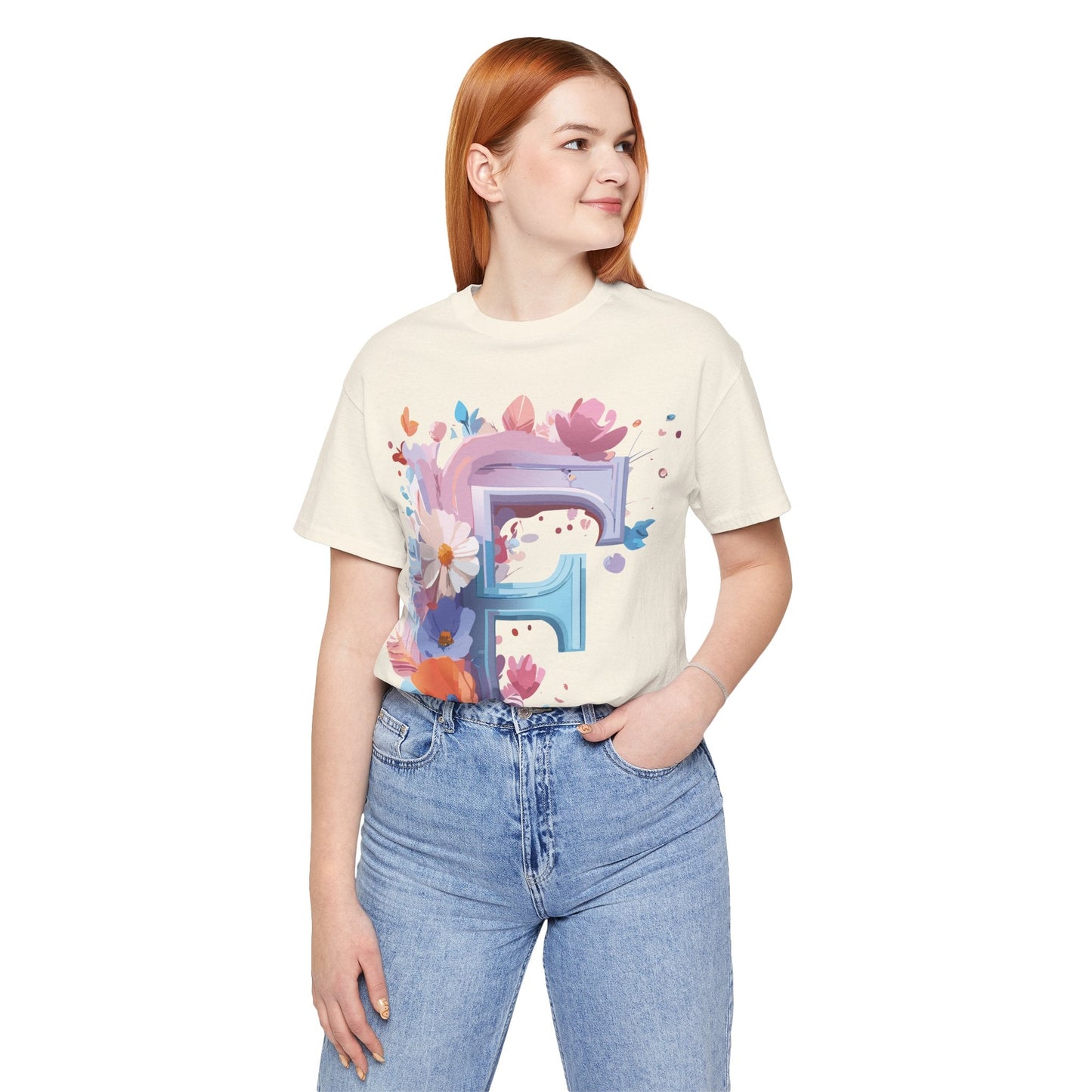 Letter F Graphic Tee Unisex Vintage Style Shirt Featuring Adelpha Artwork Premium Short Sleeve