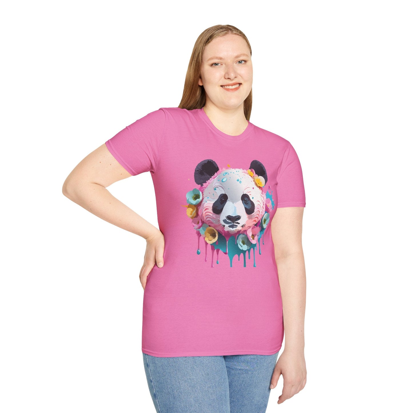 Panda Shirt Unisex T Shirt Graphic Tee Animal Print Gildan Softstyle 64000 100 Percent Cotton