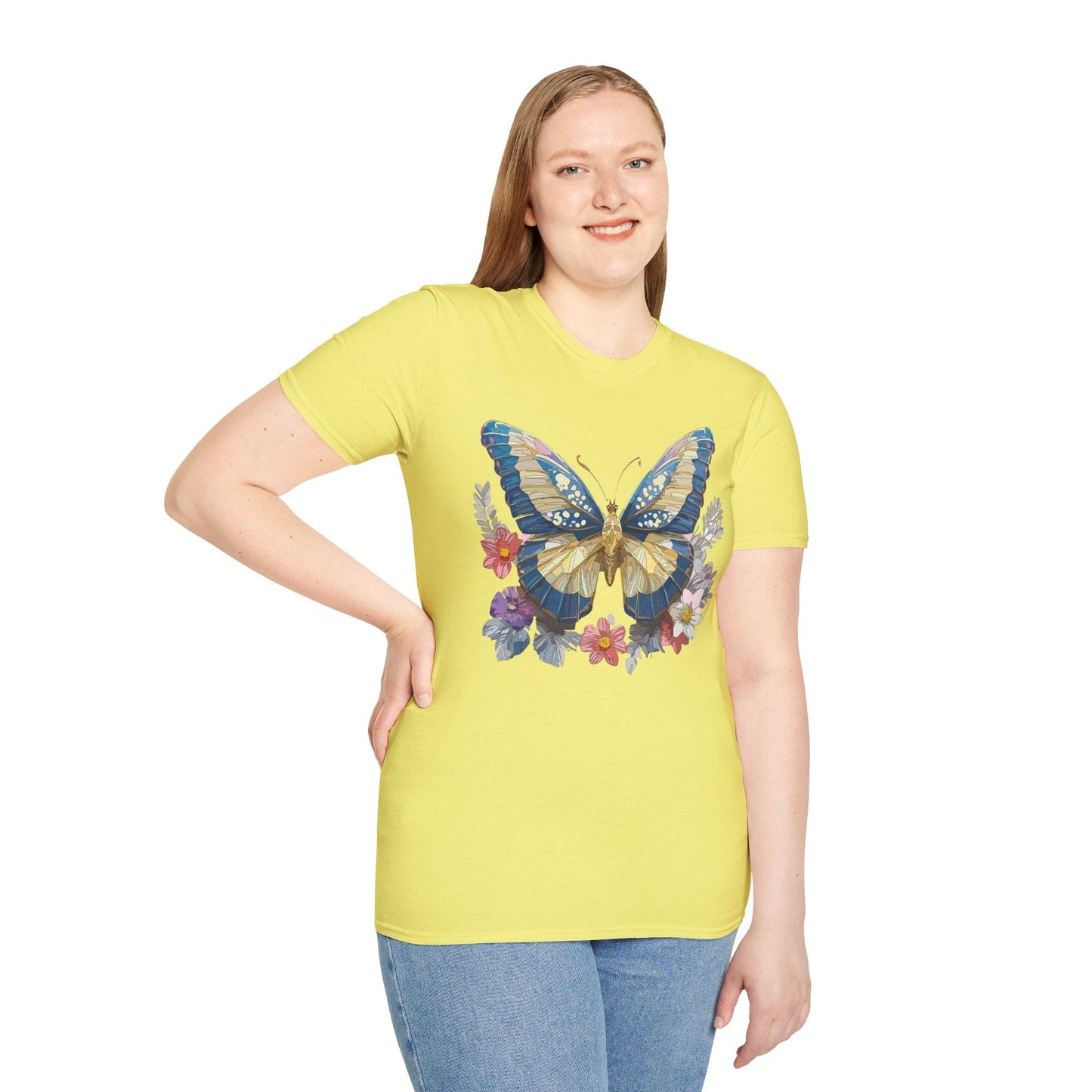 Butterfly Unisex Short Sleeve Tee Shirt Gildan Softstyle 64000 Monarch Design Graphic Tee