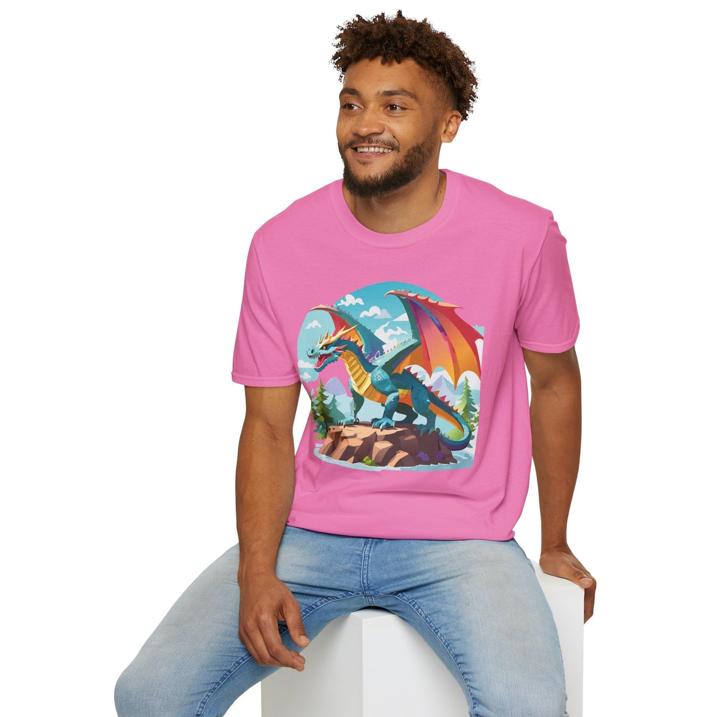 Dragon Graphic Unisex Cotton Softstyle Art Design Tee With Animals 23
