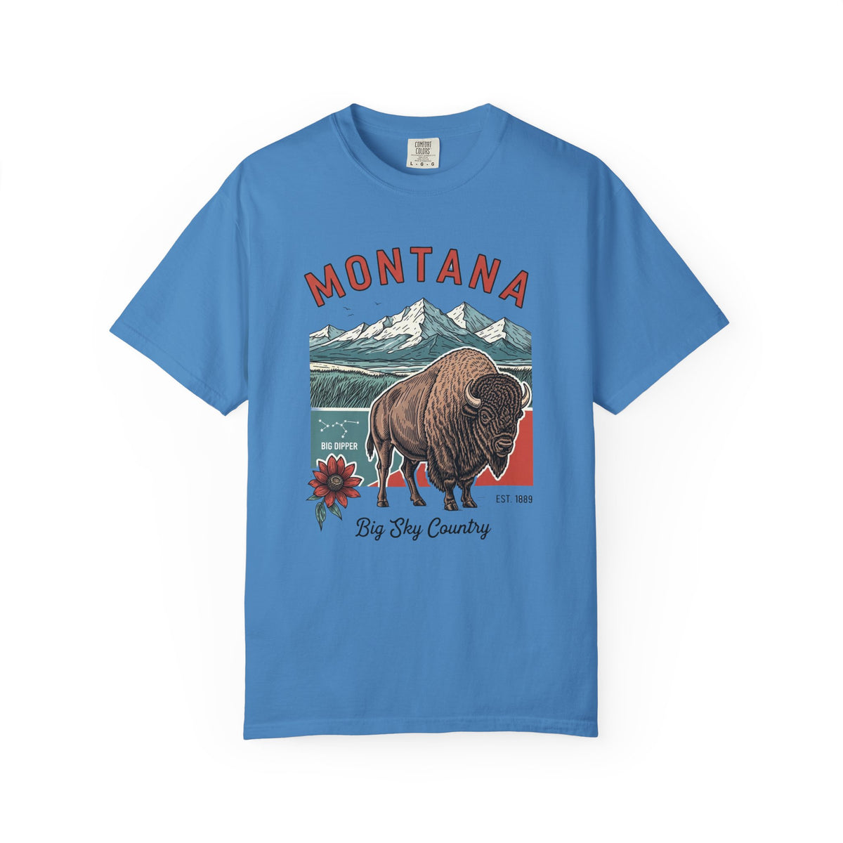 Montana Graphic Unisex Heavyweight Garment-Dyed Travel Tourist Graphic Gift Tee 100 Cotton Comfort Colors T-Shirt