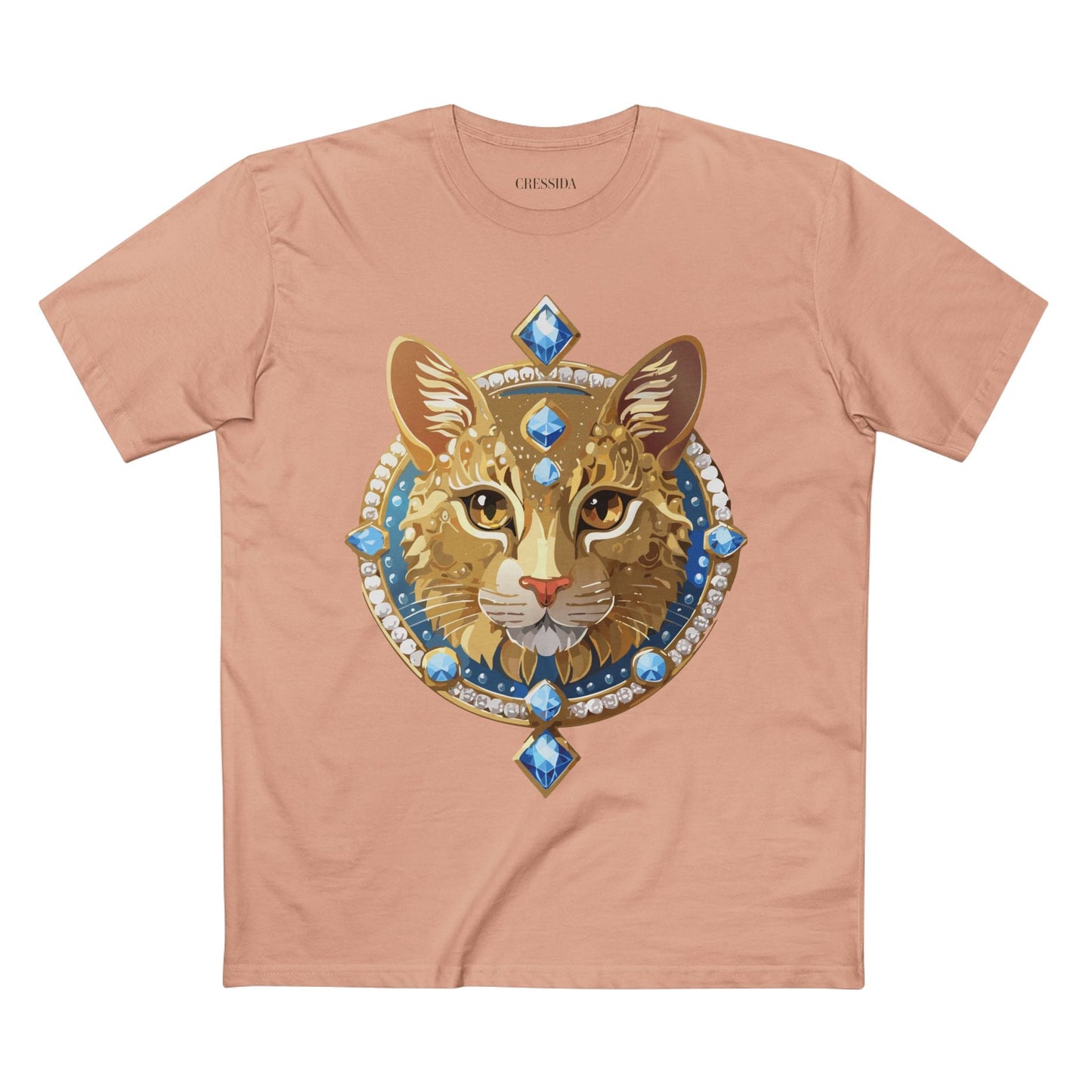 Cat Graphic Unisex 100 Cotton Tee With Unique Animal Golden Medallion Art Design 10