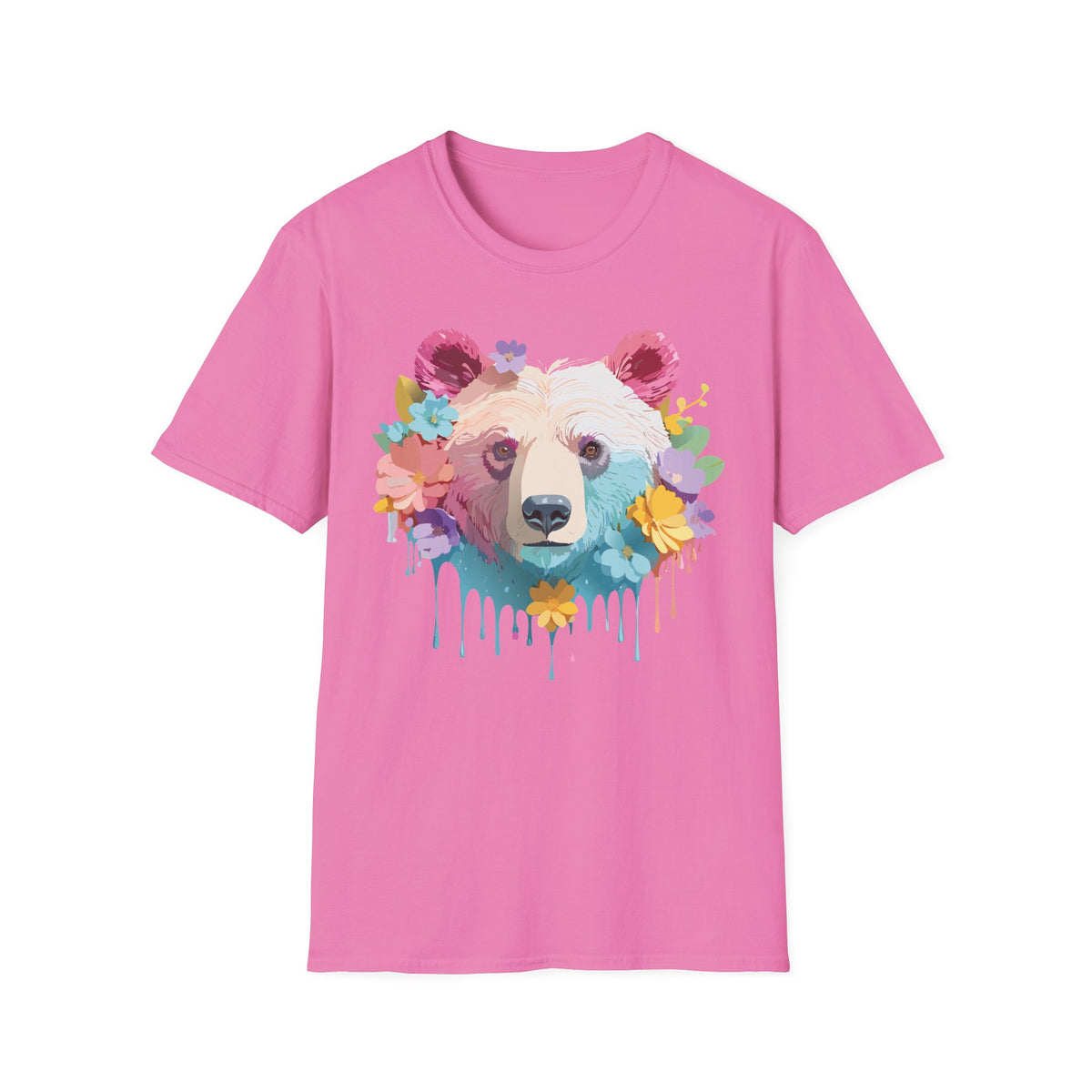 Colorful Floral Bear T-Shirt | Watercolor Drip Bear Tee