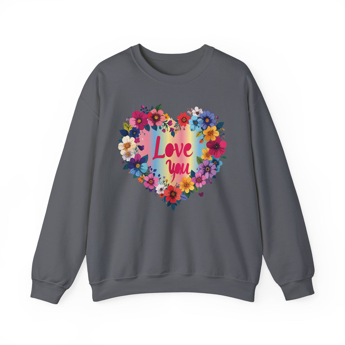 Floral Love Graphic Valentine's Day Sweatshirt Unisex 50/50 Cotton-Poly Sweatshirt w66
