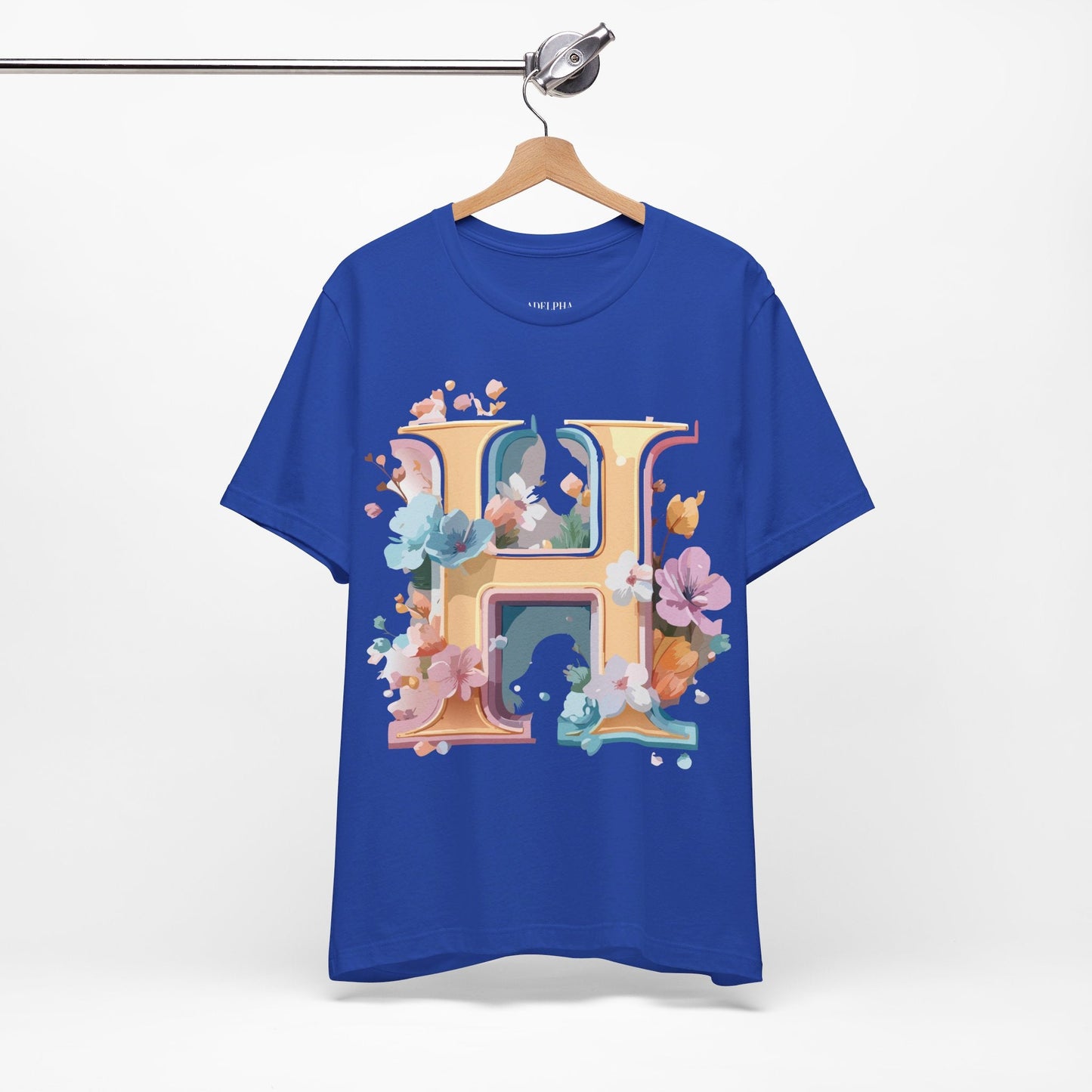 Letter H Graphic Tee Unisex Short Sleeve Shirt By Adelpha Featuring Vintage Inspired Artwork