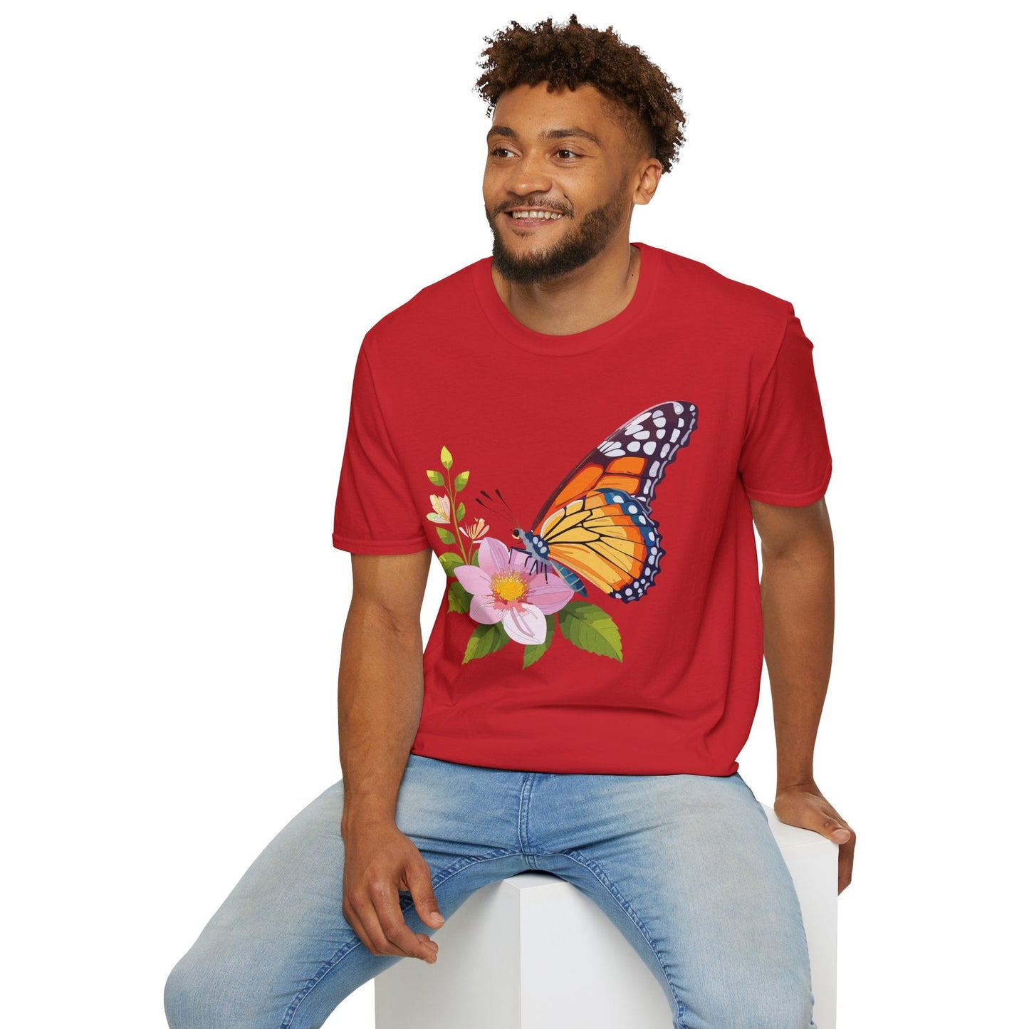 Butterfly T Shirt for Women and Men Monarch Print Softstyle Unisex Gildan 64000 Tee