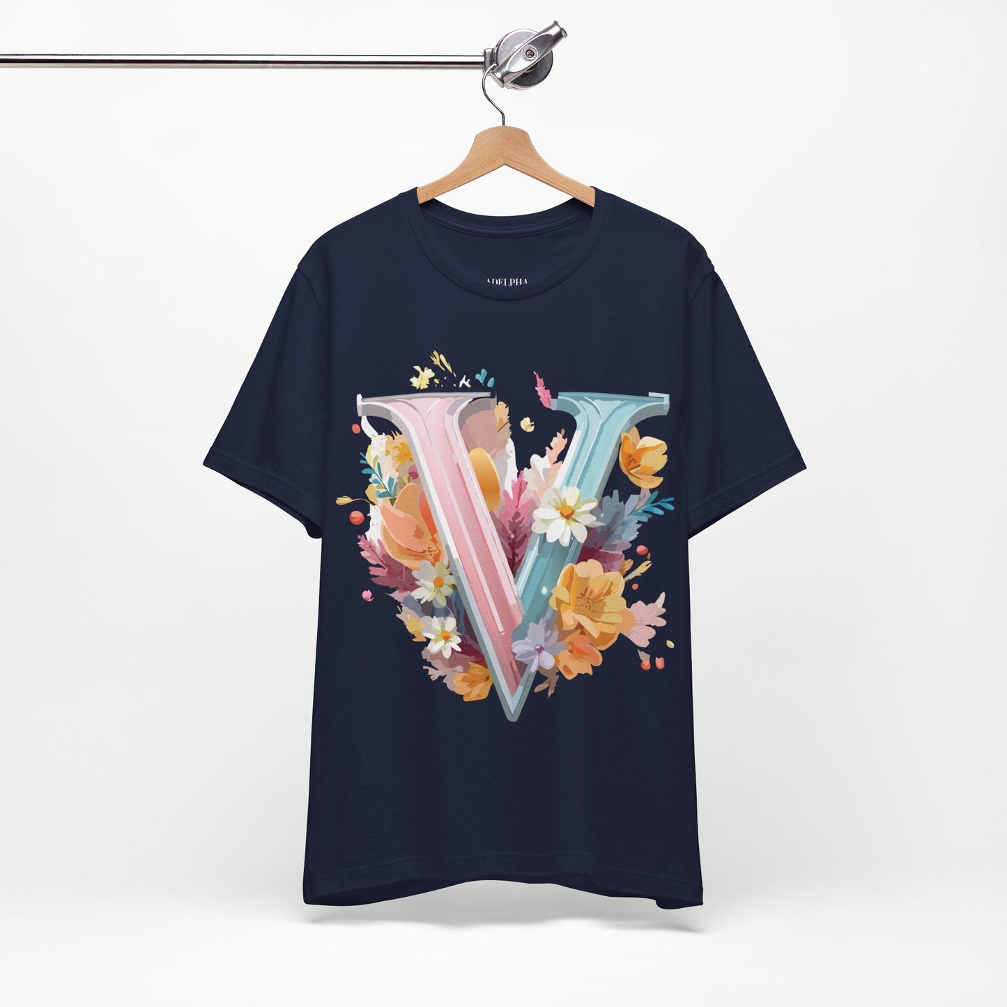 Letter V Graphic Tee Unisex Jersey Short Sleeve Vintage Inspired Artwork