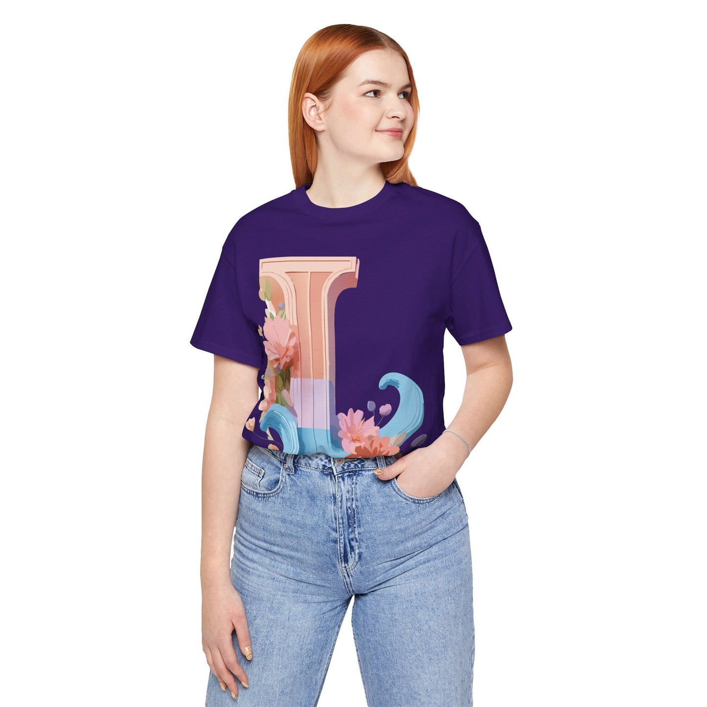 Letter L Shirt Unisex Graphic Tee With Vintage Inspired Artwork By Adelpha Premium Quality