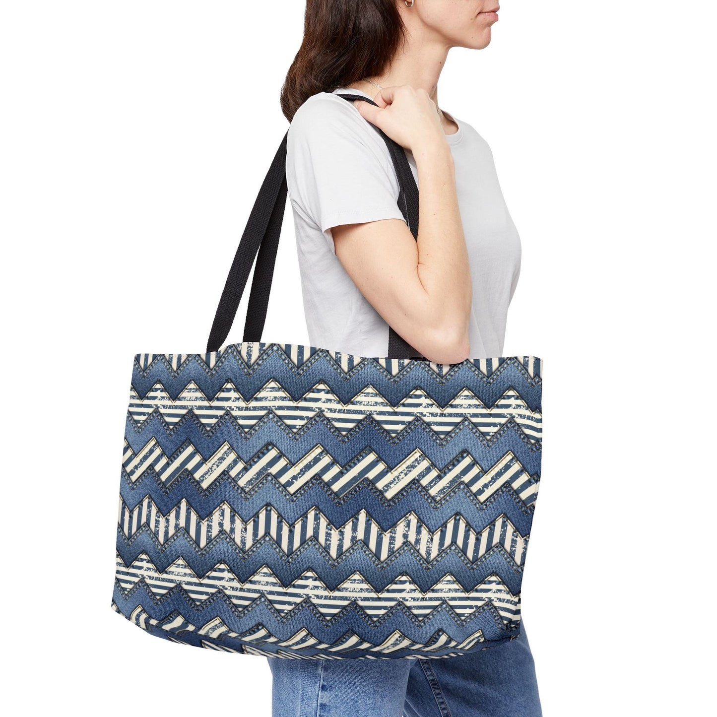 Denim Color Imitation Print Unisex  Yoga Bag  Spun Polyester 24x13 Canvas Gym Bag 16