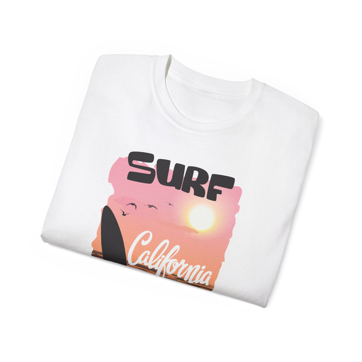 Surf California Tee | Sunset Sailboard Ocean Retro Beach Graphic