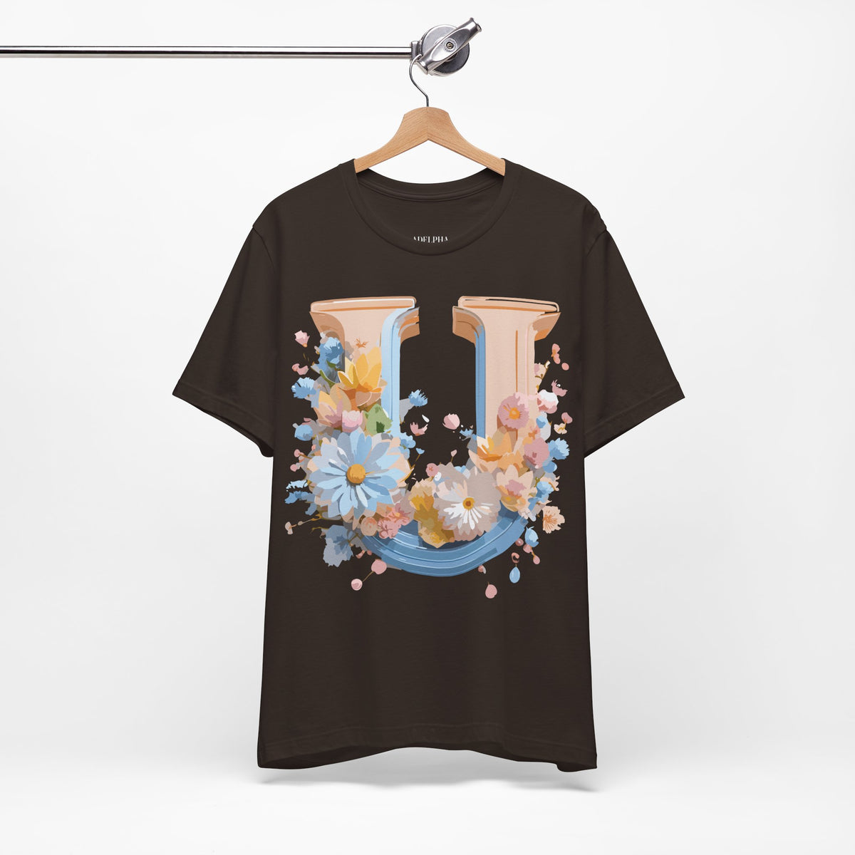 Letter U Graphic Unisex Cotton Bella+Canvas Tee with Art Letter Design