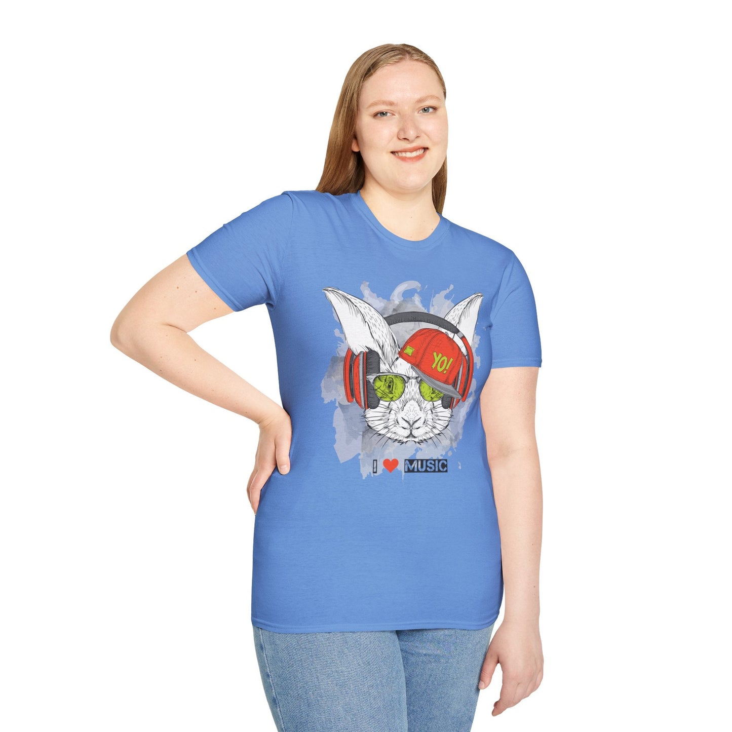 Unisex Music Animals Shirt With Headphones Softstyle Short Sleeve Tee Gildan 64000