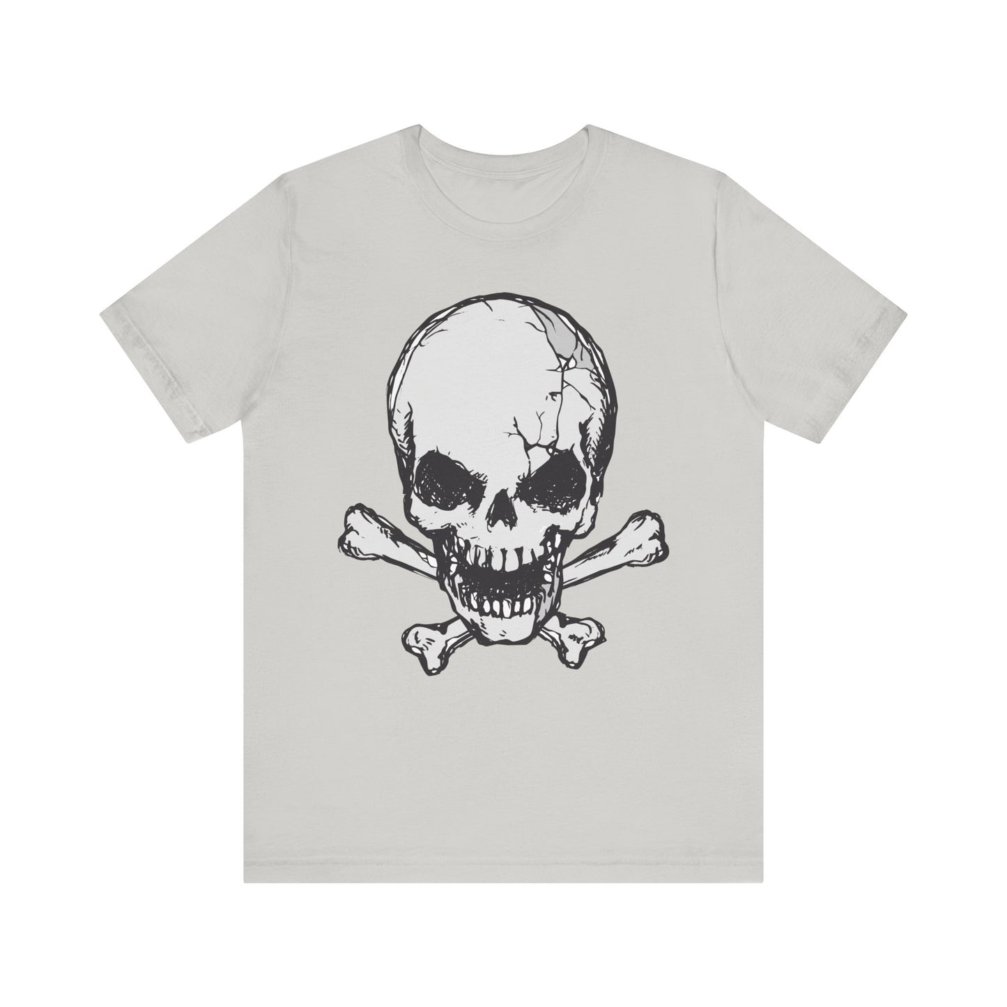 Grey Skull Graphic Design Tee, Skull Shirt, Vintage Tees, Art Design T-Shirt, Vintage Graphic Tee, Art Shirts with Skulls