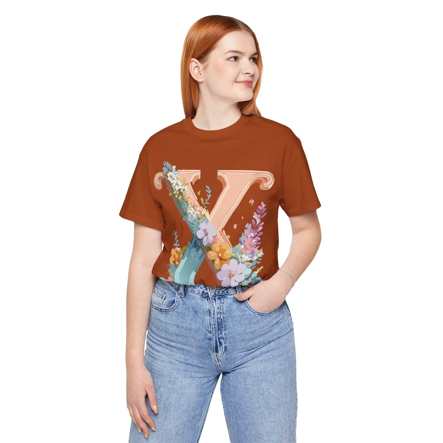 Letter X Shirt Graphic Tee Unisex Short Sleeve Vintage Inspired Adelpha Art Design