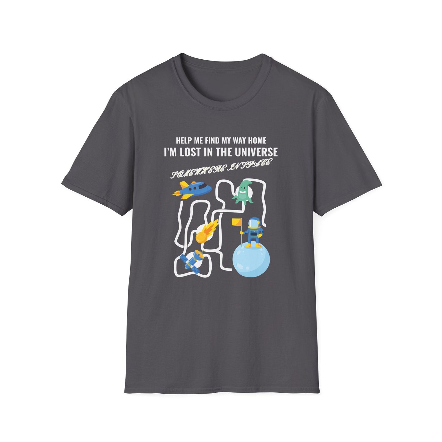 Lost in the Universe TShirt Unisex Cotton Cute Space Maze Graphic Tee