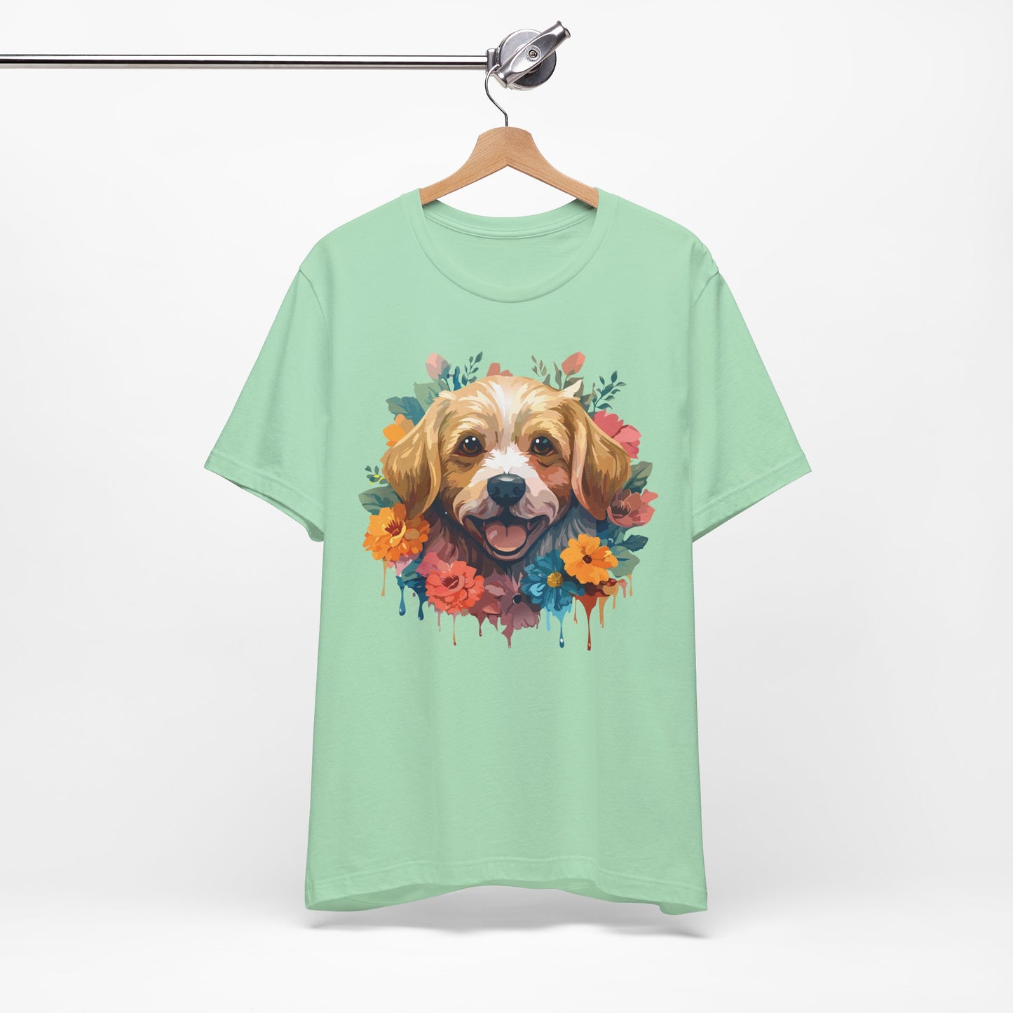 Floral Dog Tee, Animal Shirt, Dog Shirt, Floral Tee, Flower T-shirt, T-Shirt with Animal, Summer Top with Art Design