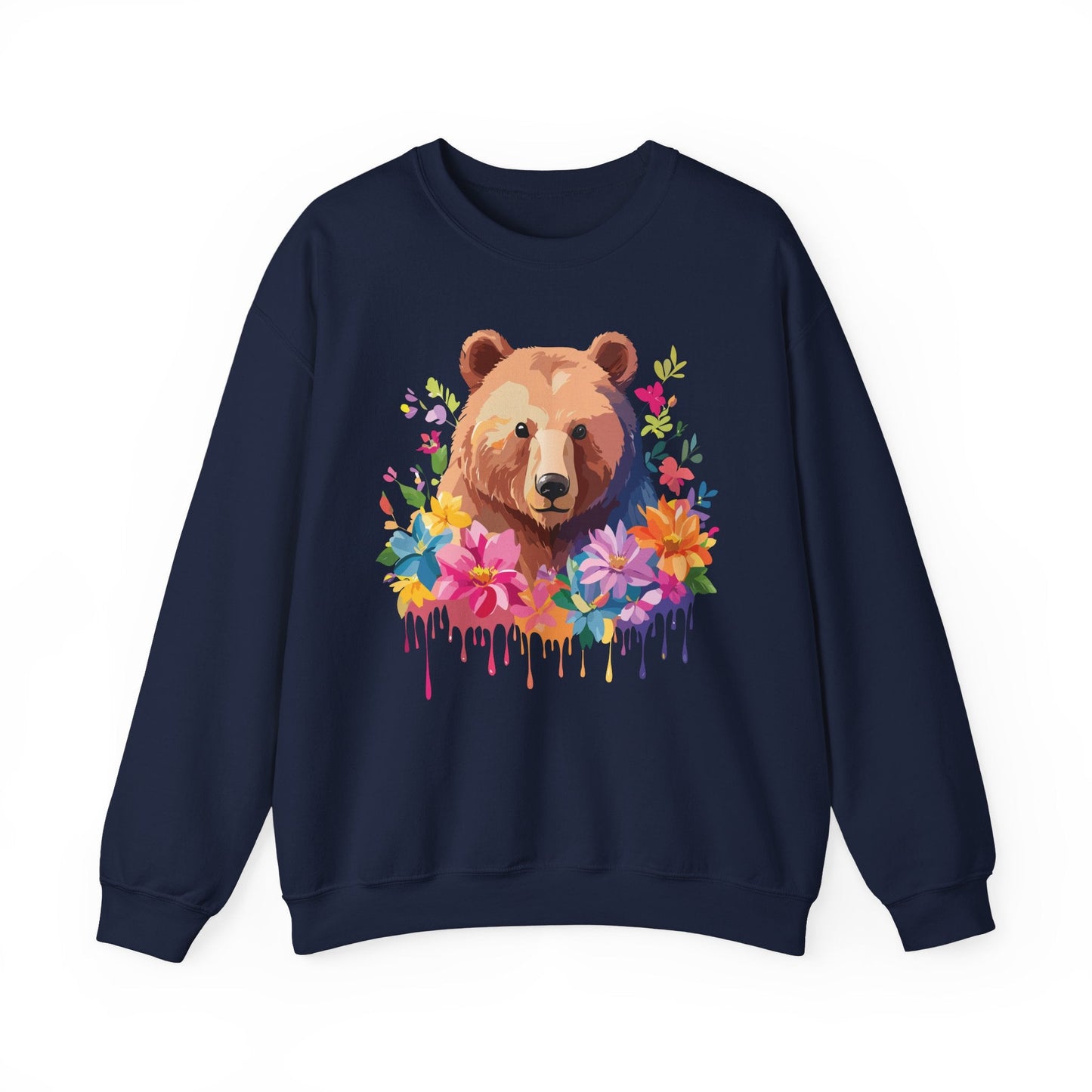 Unisex Floral Bear Sweatshirt With Art Design Animals Sweatshirt