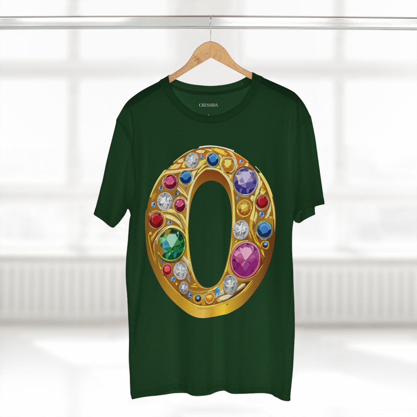 Letter O Graphic Design Tee Unisex 100 Cotton With Antique Gold Letters Artwork T-Shirt
