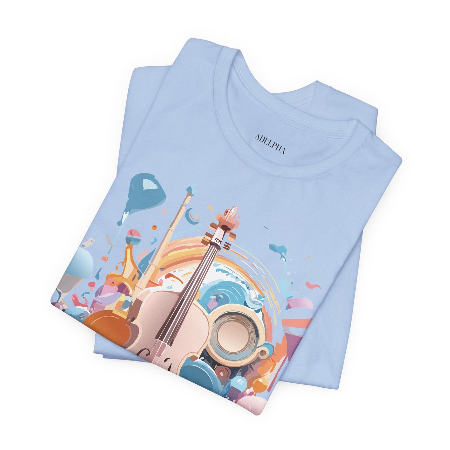 Music Graphic Unisex 100 Cotton Vintage Art with Musical Elements Tee 80