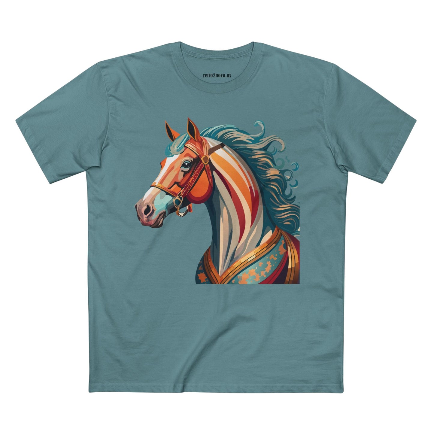 Horse Animal Shirt Unisex Premium Cotton Tee With Original Art Design From Retro2Nova Soft Breathable Art Collection