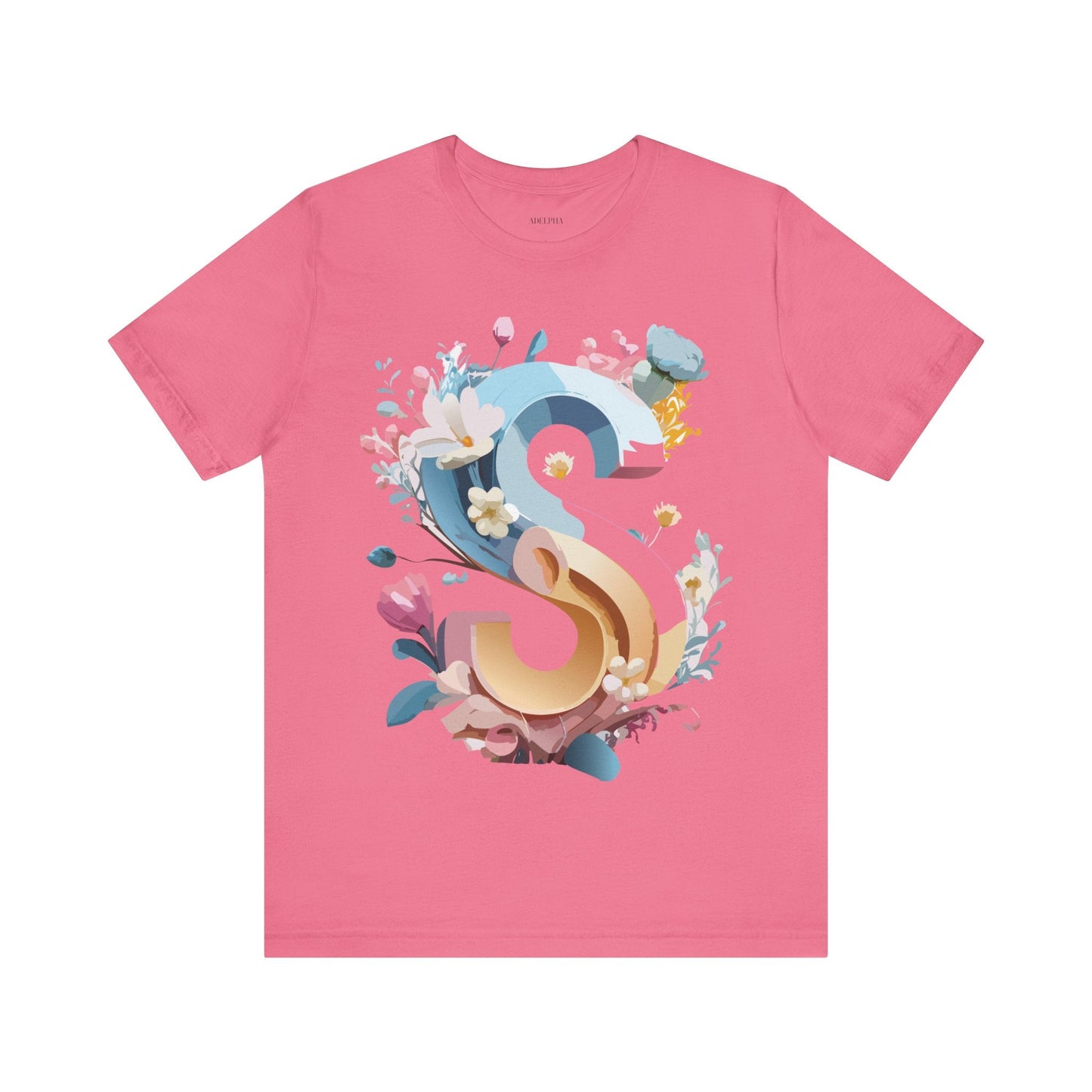 Letter S Shirt Graphic Tee Unisex Short Sleeve Vintage Inspired Adelpha Art Design