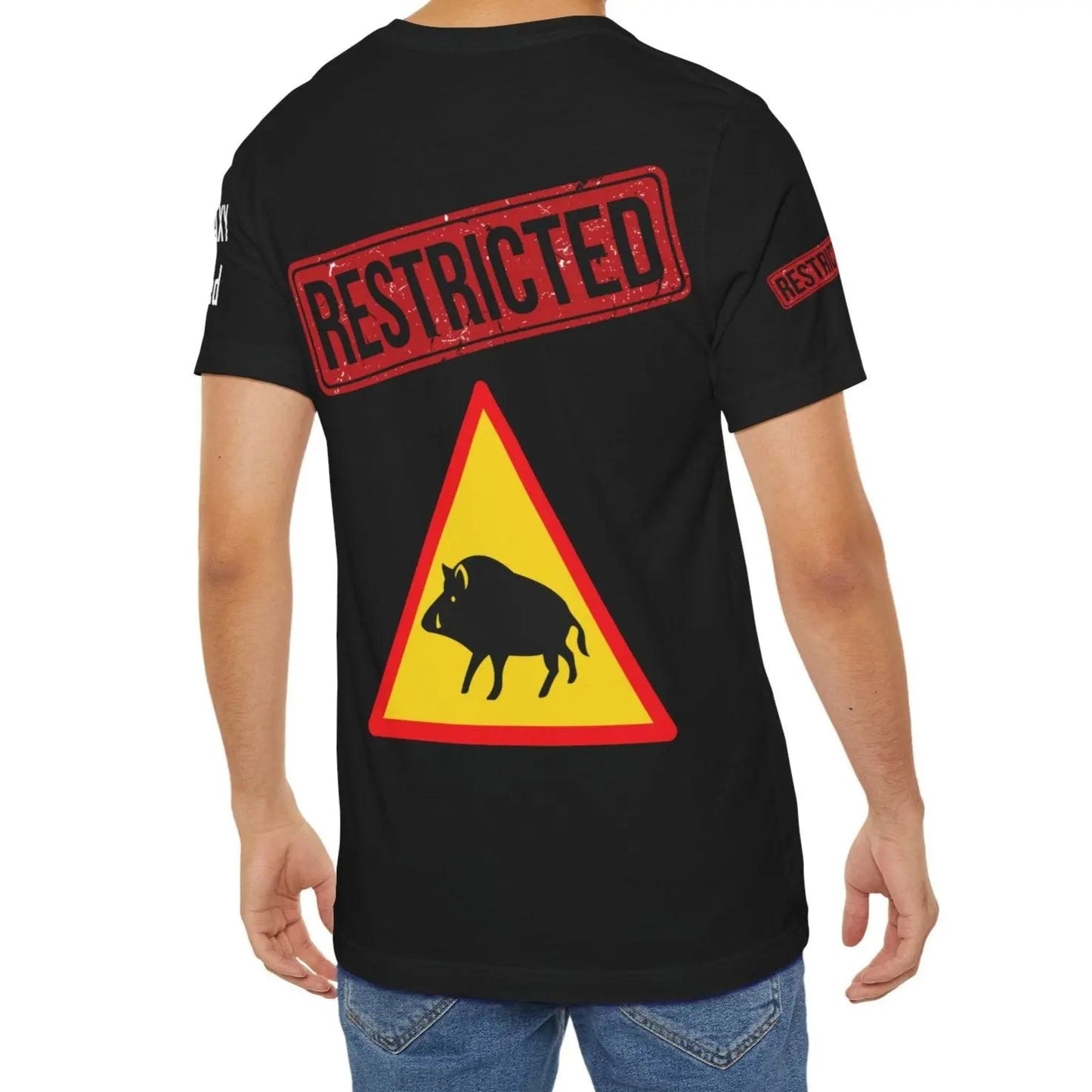 Tee Shirt With Red Stamp From Bad Galaxy Made To Order 100 Percent Cotton USA Printed With Eco Inks