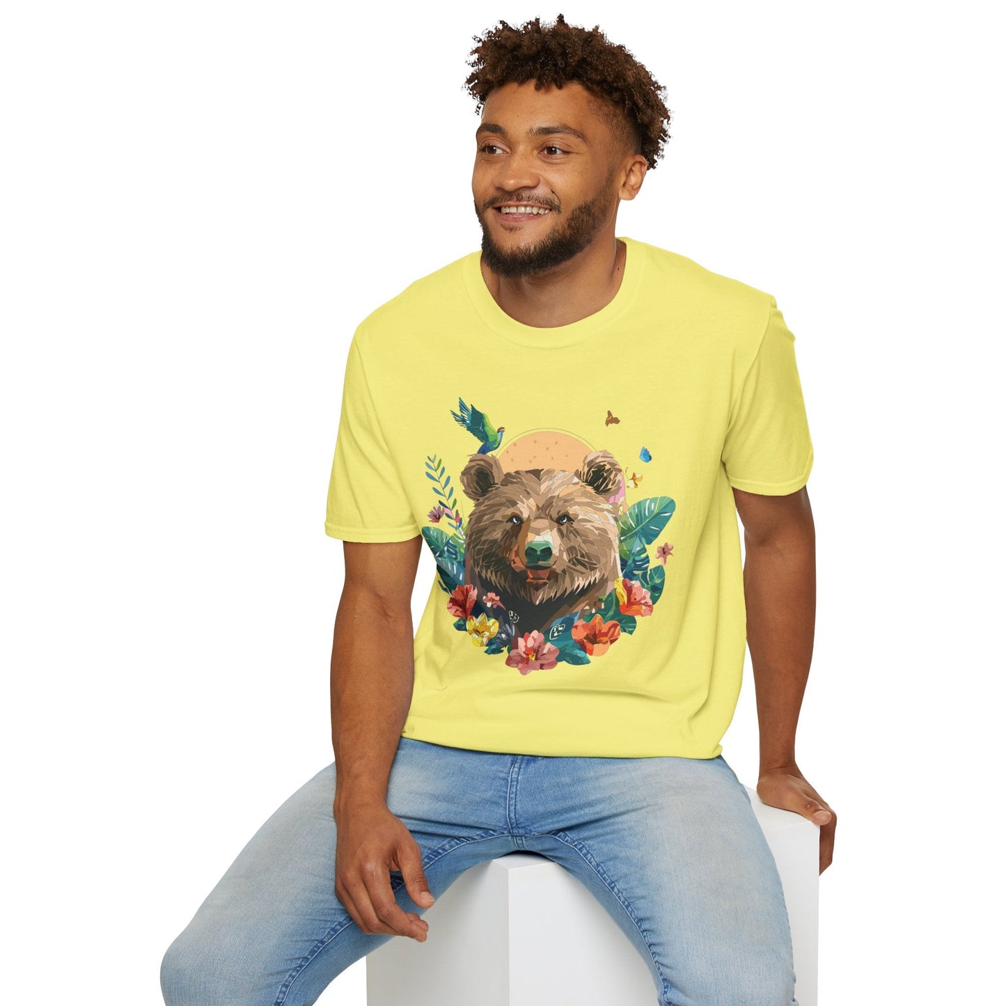 Bear T Shirt Unisex Graphic Tee Bear Lover Gift 100 Percent Ring Spun Cotton Softstyle 64000 Gildan