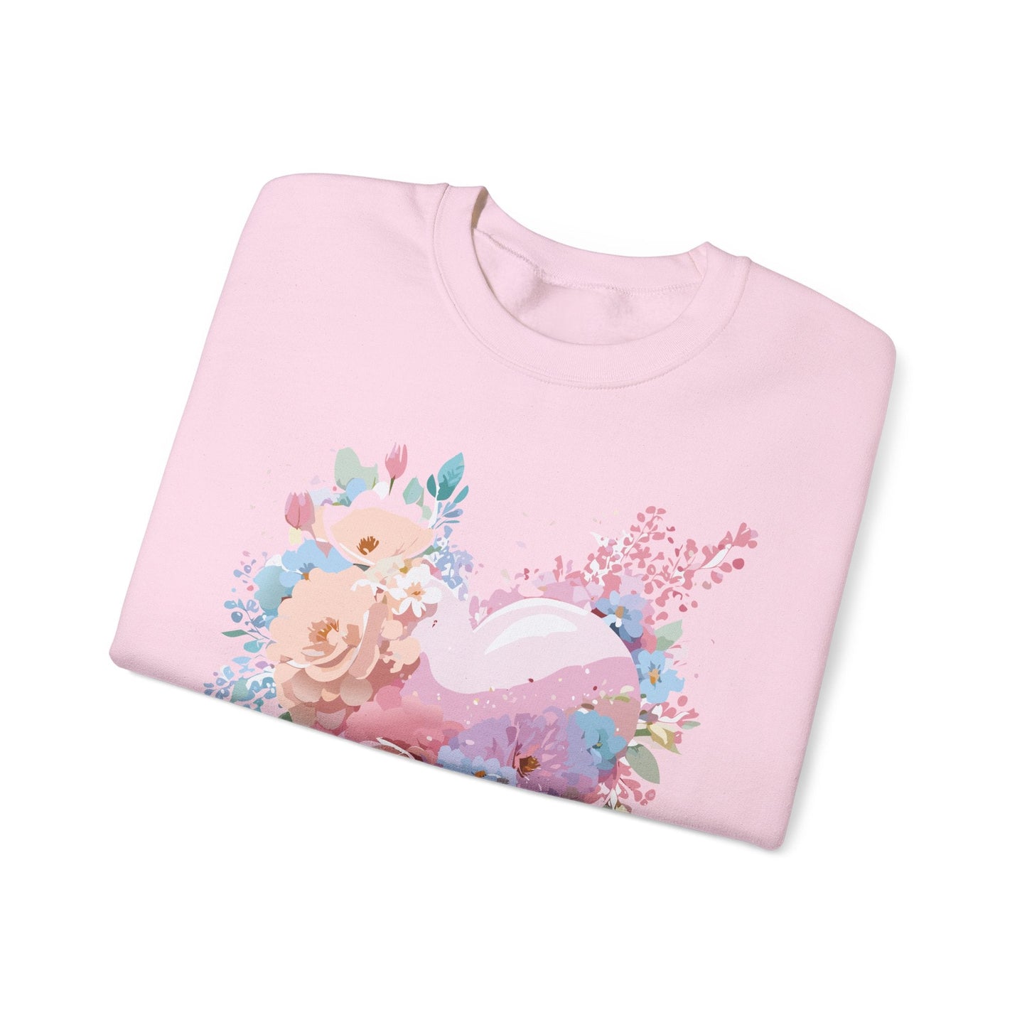 Floral Heart Sweatshirt Unisex Crewneck Valentines Day Floral Love Gildan 18000 Premium