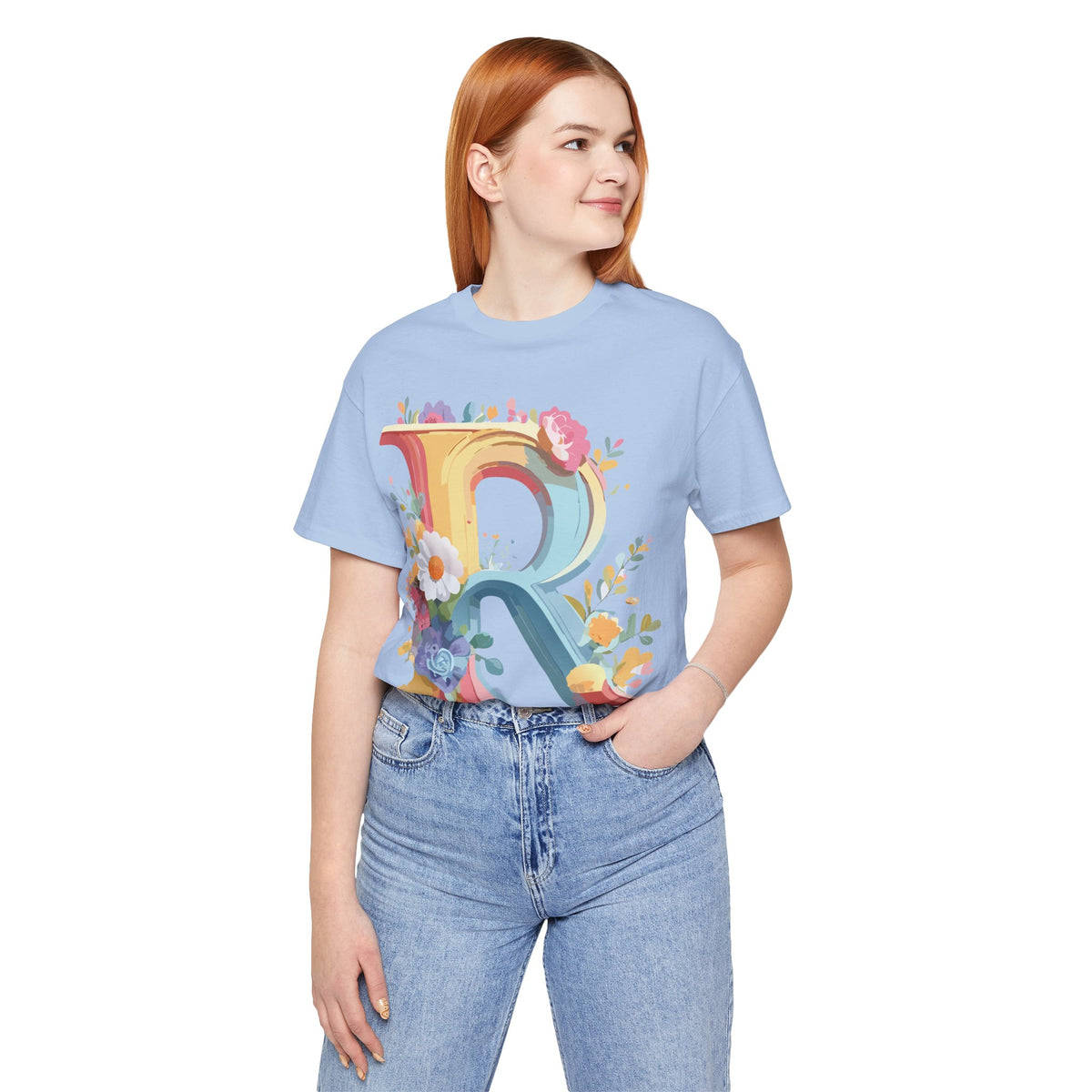 Letter R Graphic Unisex Cotton Bella+Canvas Tee with Art Letter Design