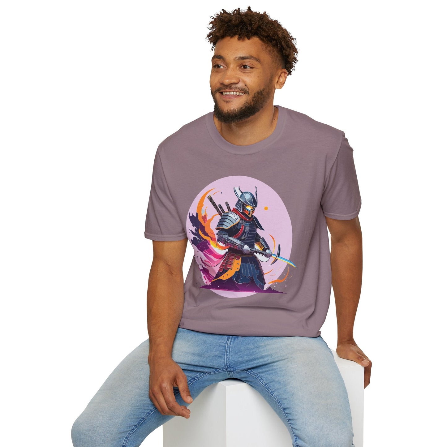 Samurai Shirt Unisex Short Sleeve Tee With Samurai Print Softstyle Gildan 64000 Ring Spun Cotton