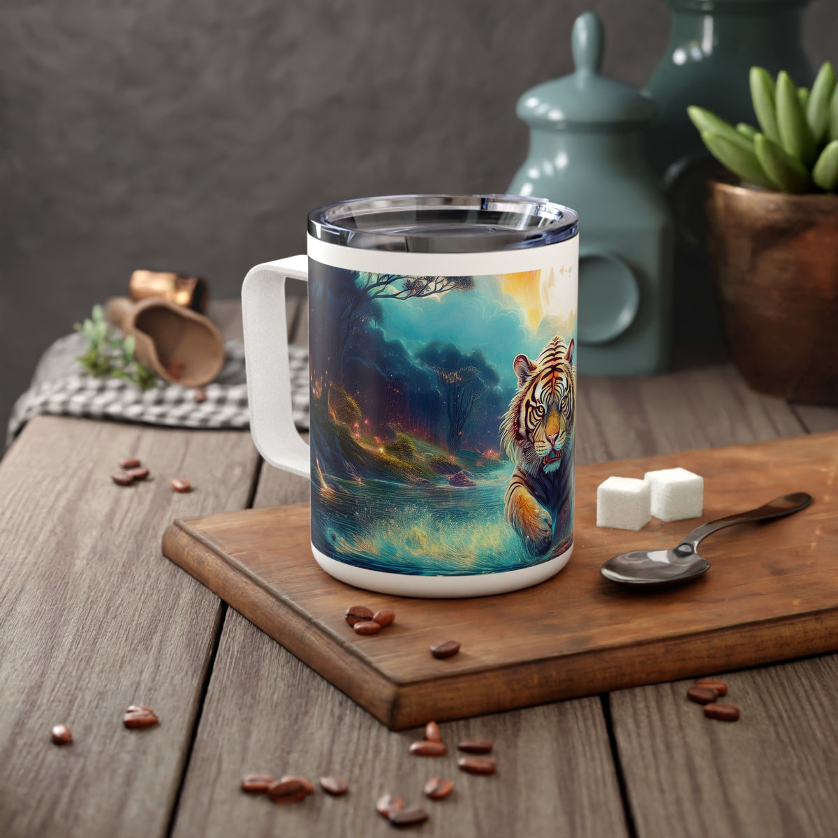 19 Art Design Insulated Coffee Mug Clear Lid 10oz Insulated Coffee Mug 10oz