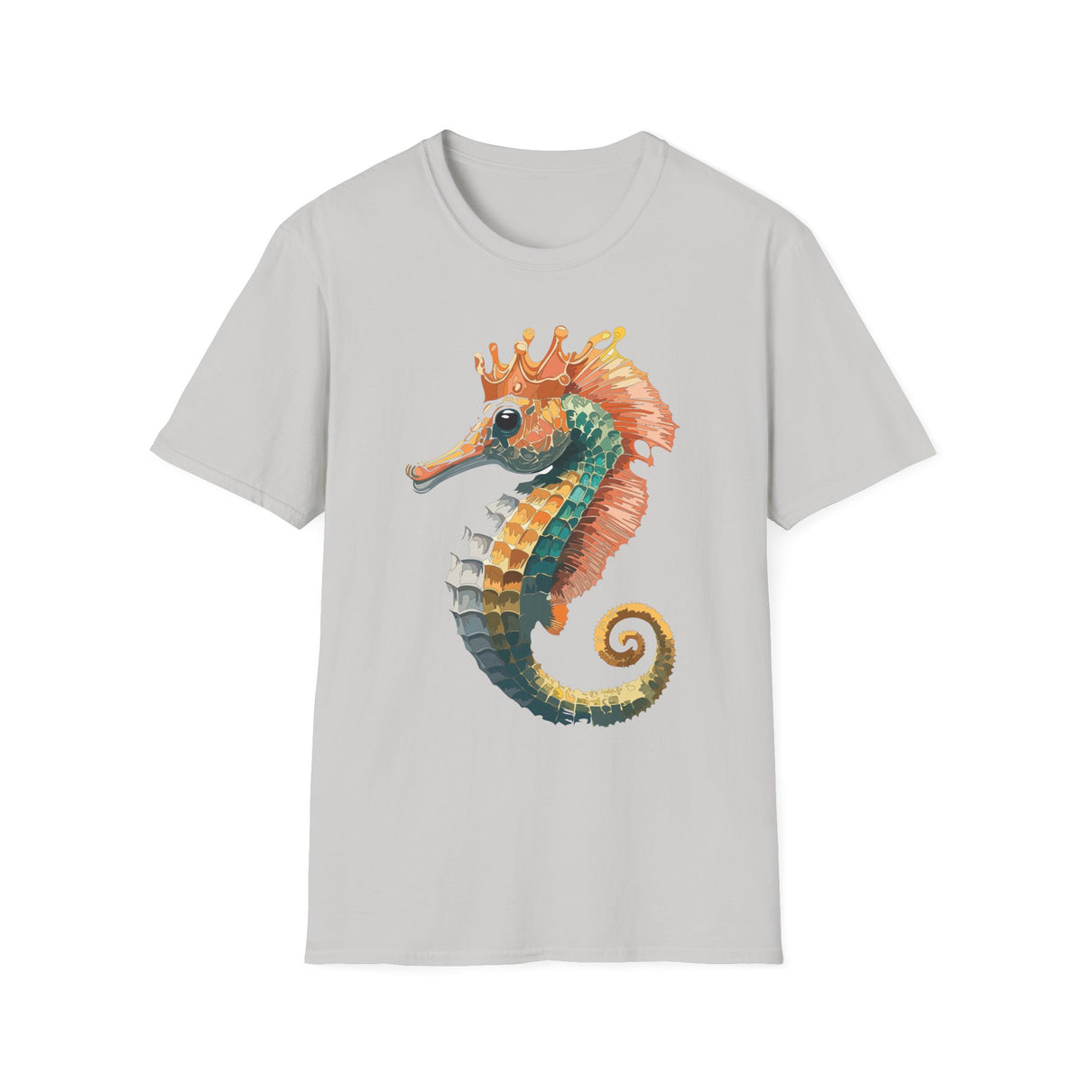 Watercolor Seahorse Crown T-Shirt | Colorful Ocean Art