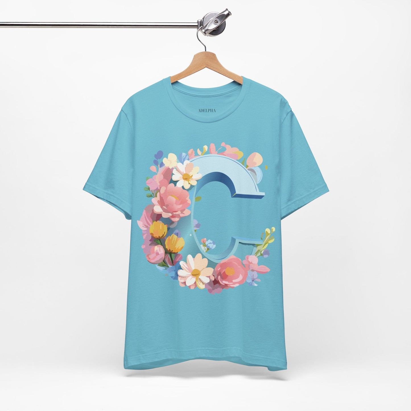Letter C Shirt Graphic Tee Unisex Short Sleeve Vintage Art Adelpha Premium Quality