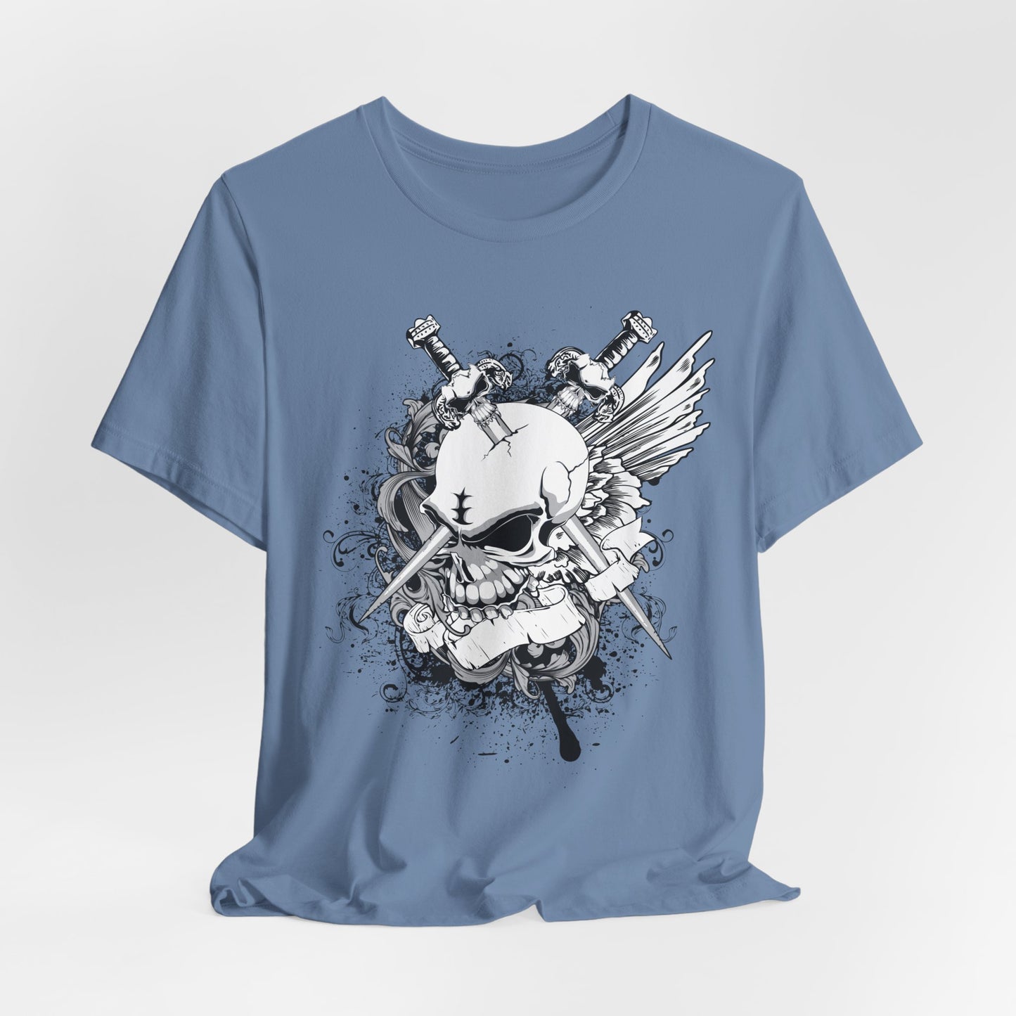 Dagger Skull Graphic Design Tee, Skull Shirt, Vintage Tees, Art Design T-Shirt, Vintage Graphic Tee, Art Shirts with Skulls