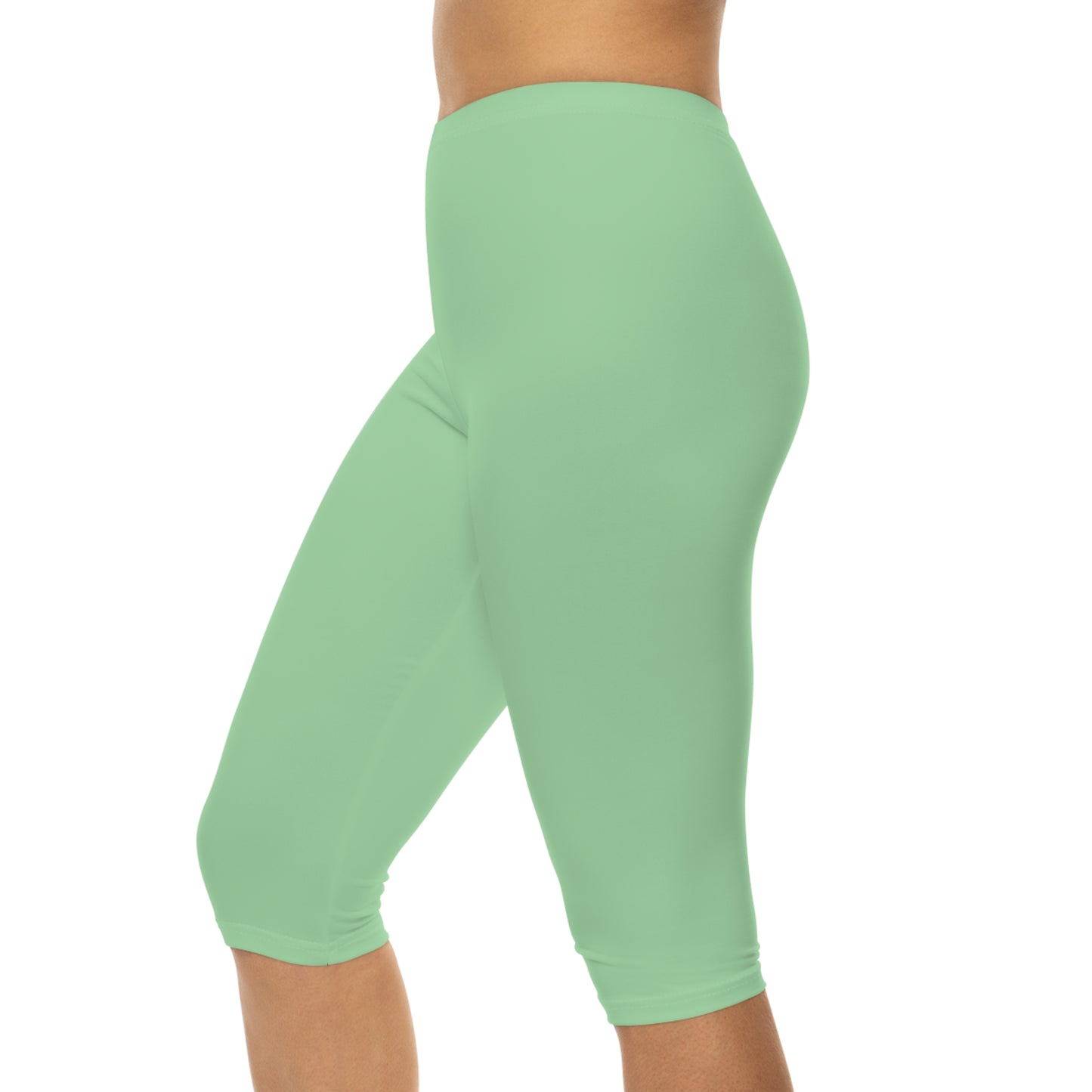 Celadon Color Women's Brushed Suede Poly Span Casual Capri Leggings XS-2XL