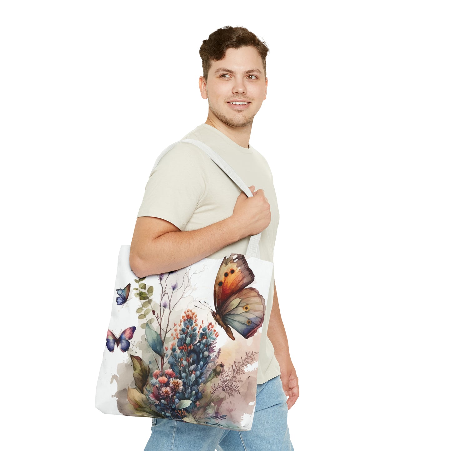 Bolsa de lona con estampado de mariposas 