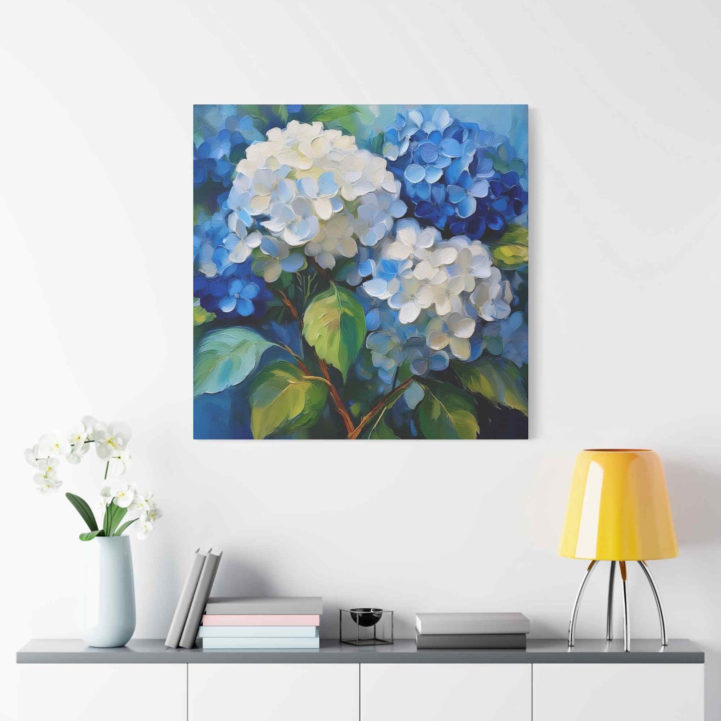Hydrangeas Print Canvas, Flowers Oil Paint Print 20x20, 24x24, 30x30, 32x32, 36x36, Floral Art Design Print Non-Frame MC-31