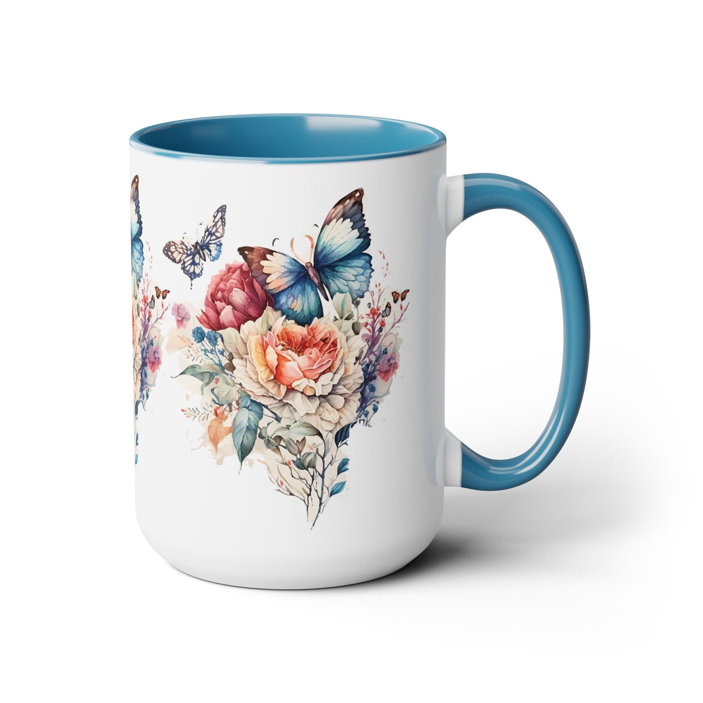 Two-Tone Coffee Mugs with butterfly