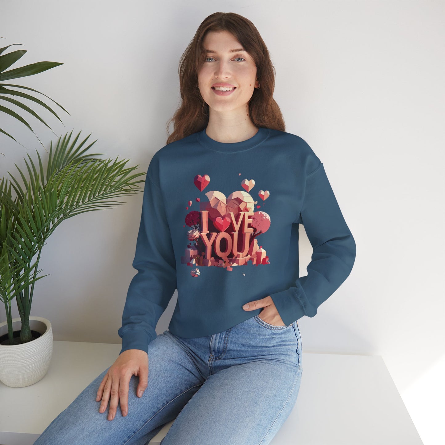 Unisex Big Heart Love Sweatshirt, Love Heart Sweatshirt, Floral Love Sweatshirt, 50/50 Cotton-Poly Valentine's Day Sweatshirt 10