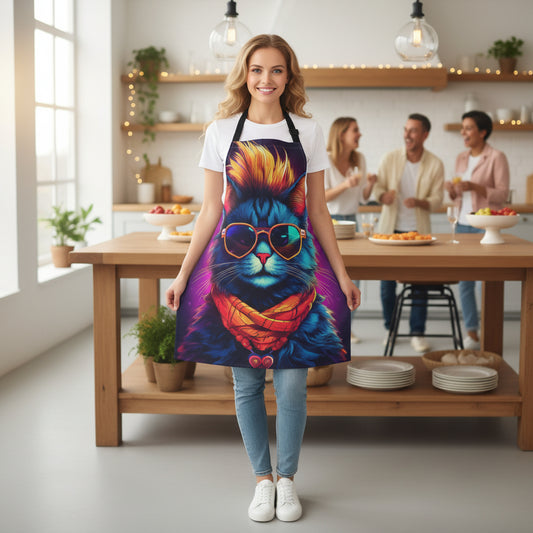Cat 100% Polyester Stain-resistant 31.5 x 25.6  Art Print Canvas Apron 2
