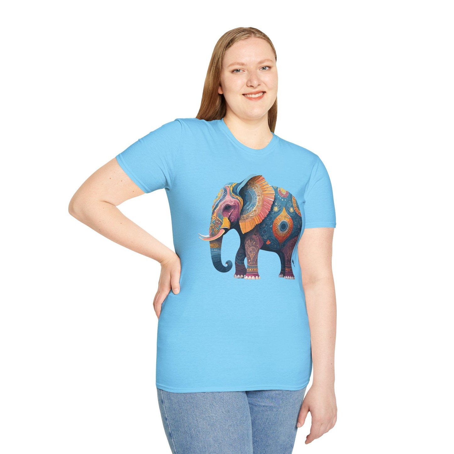 Elephant T Shirt Unisex Gildan Softstyle 64000 Tee With Animal Elephant Graphic Artwork