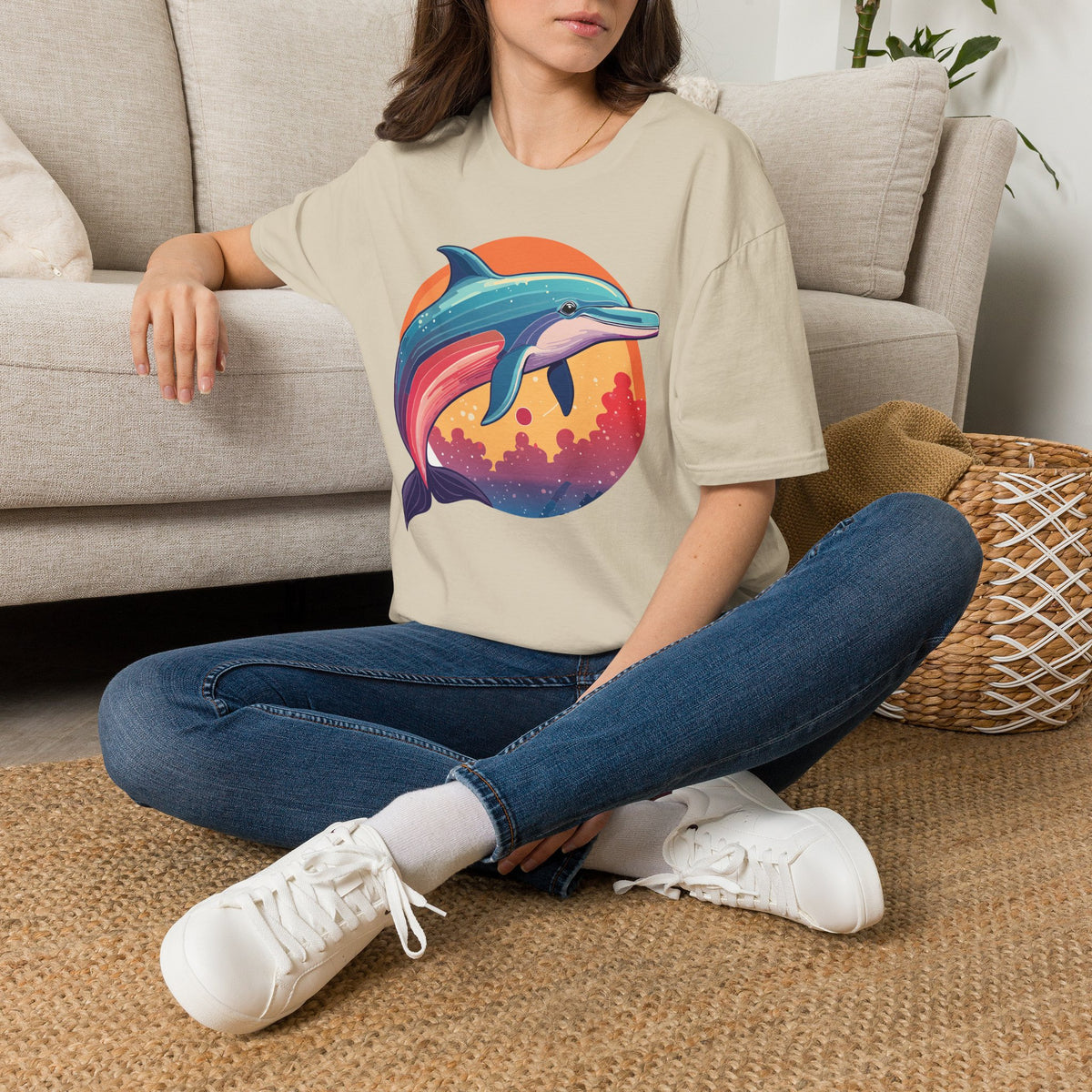 Colorful Retro Dolphin Tee | T-Shirt