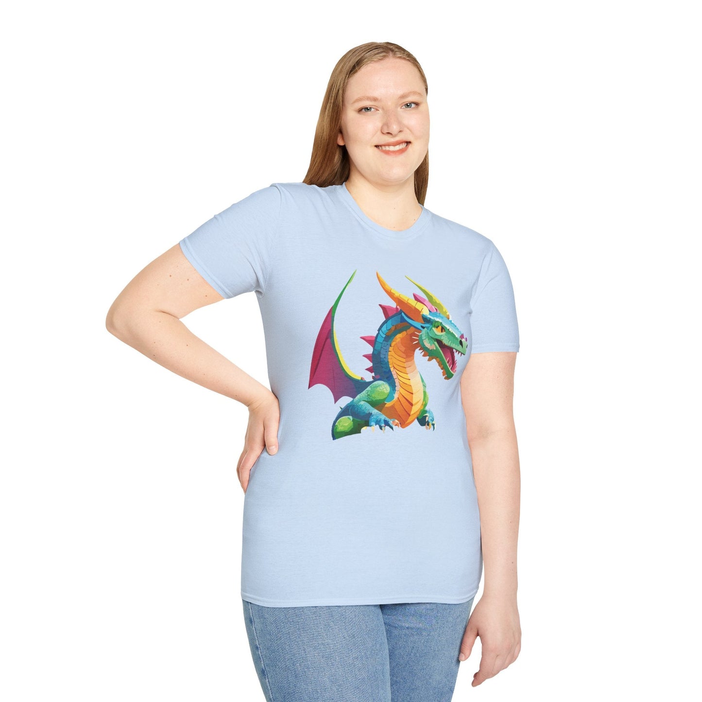 Unisex Dragon Graphic Tee Softstyle Short Sleeve T Shirt Made From Ring Spun Cotton
