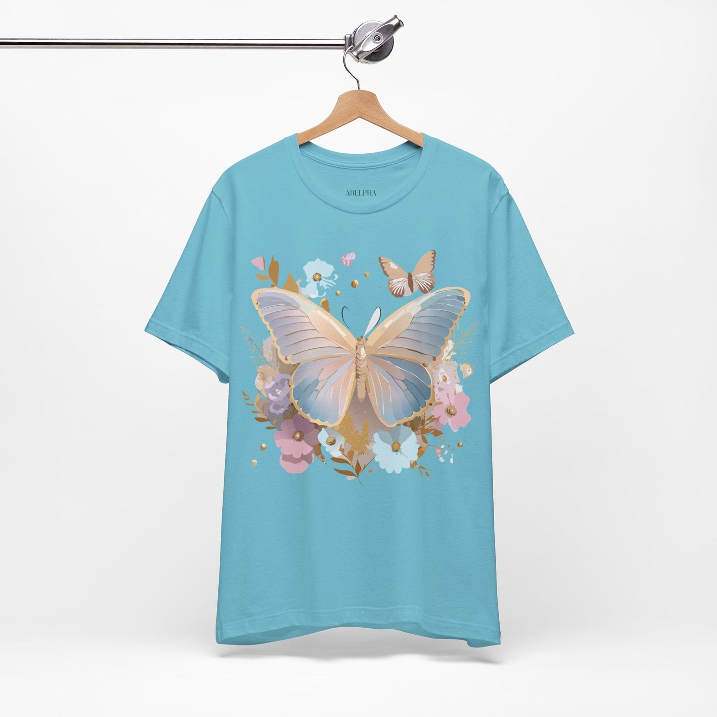 Butterfly Graphic Unisex 100 Cotton Lightweight Vintage Floral Design Jersey Tee 11
