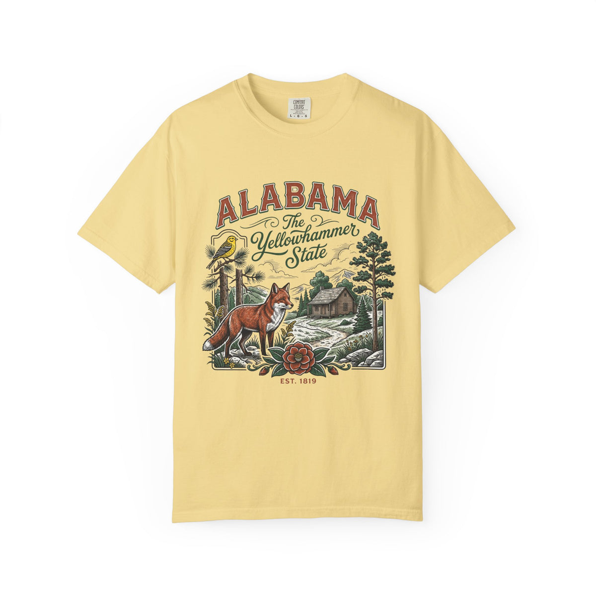 Alabama Graphic Unisex Heavyweight Garment-Dyed Travel Tourist Graphic Gift Tee 100 Cotton Comfort Colors T-Shirt