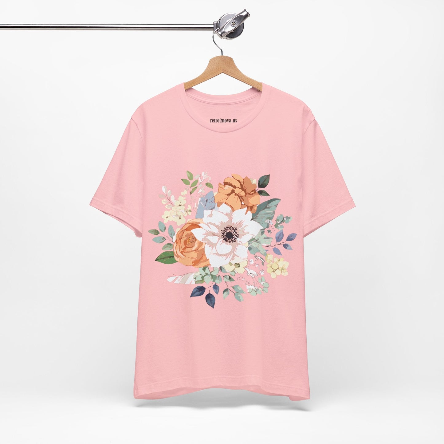 Unisex Floral Shirt Jersey Short Sleeve Tee Lightweight Breathable Flowers Collection Retro2Nova