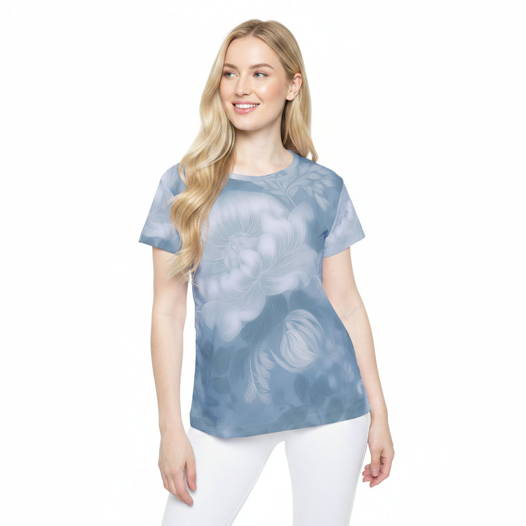 Women Poly T-Shirt with Floral Print