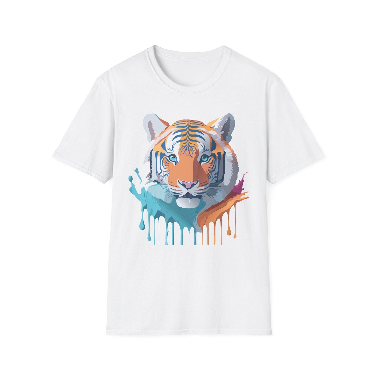 Tiger Print Shirt Unisex Softstyle Tee 100 Percent Ring Spun Cotton