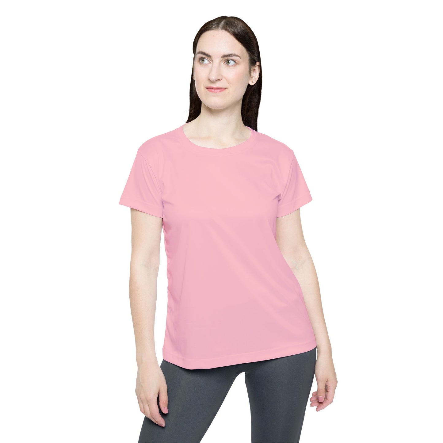 Soft Today Pink Women's Sports Jersey Short Sleeves 100% Poly Solid Pink Color Print Athletic Tee